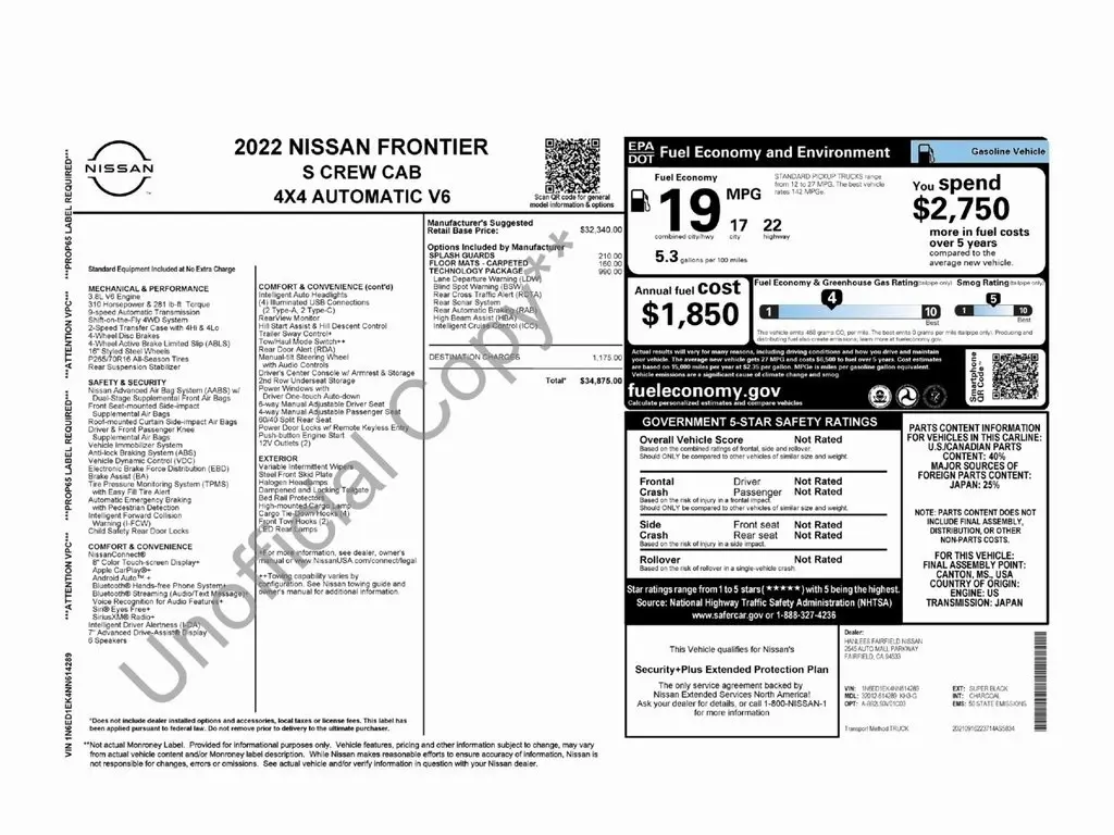 Used 2022 Nissan Frontier S with VIN 1N6ED1EK4NN614289 for sale in Trooper, PA