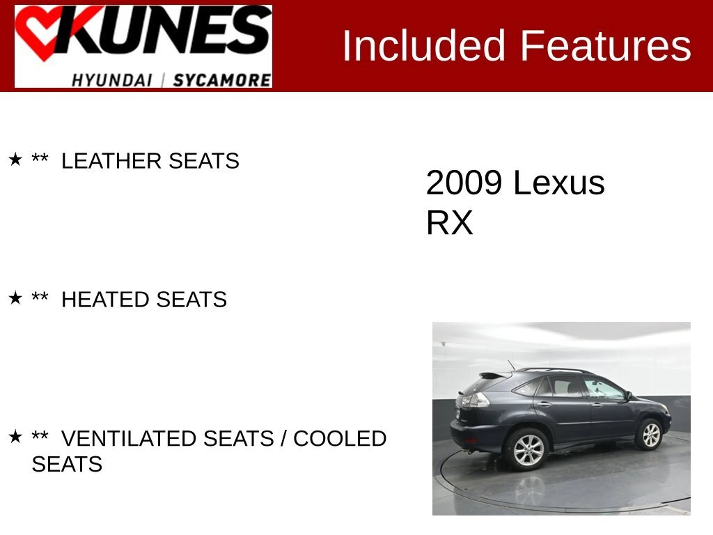 Used 2009 Lexus RX 350 with VIN 2T2HK31U79C119985 for sale in Sycamore, IL