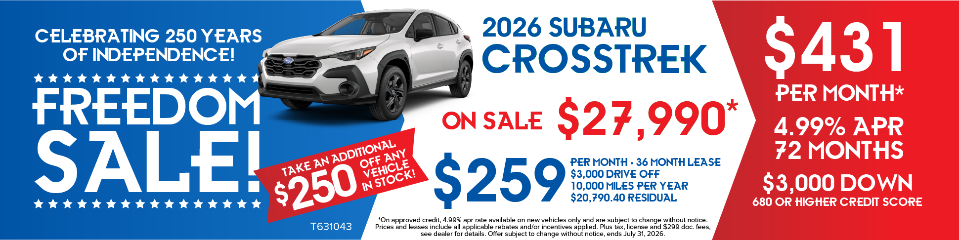 2026 Subaru Crosstrek on sale