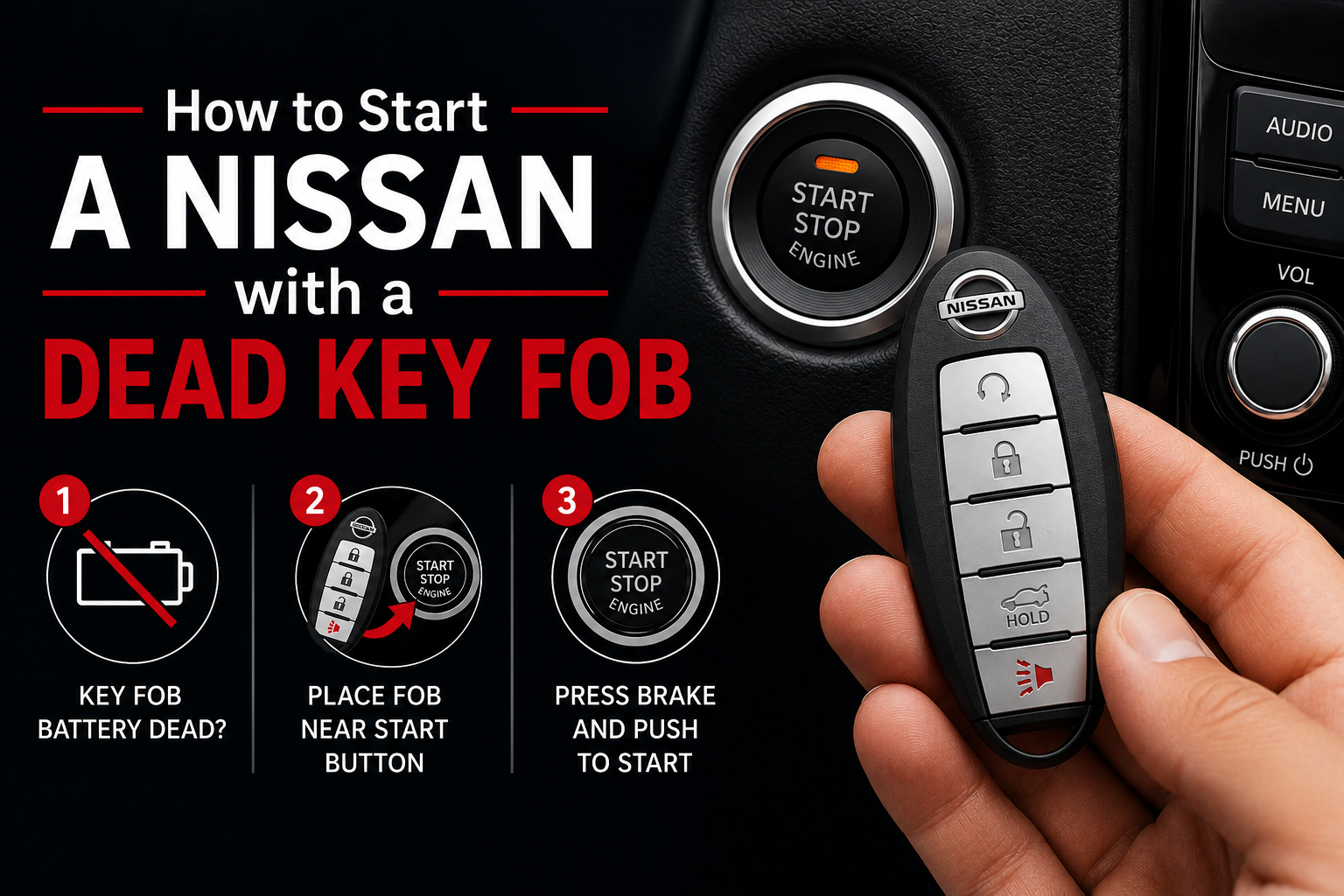 How to start a Nissan with a dead key fob using the push-button start system