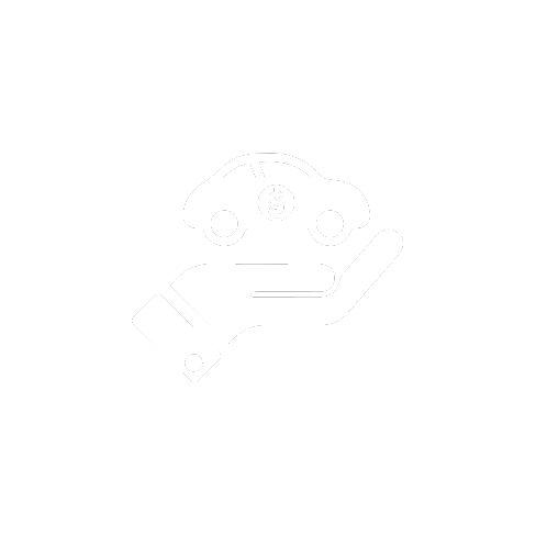 a hand icon holding a car with a dollar sign