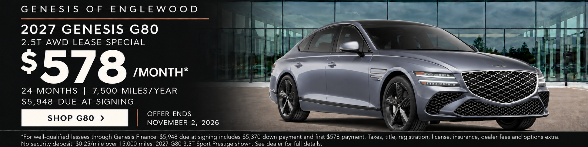 2027 Genesis G80 3.5T Sport Prestige shown.