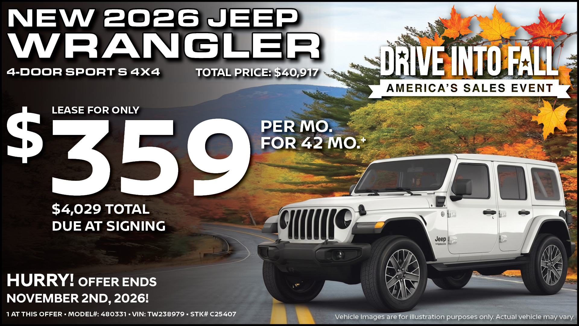 New 2026 Jeep Wrangler 4-Door Sport S 4X4