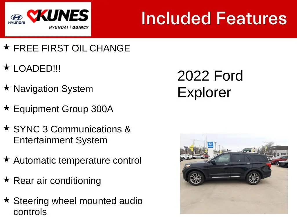Used 2022 Ford Explorer Limited with VIN 1FMSK8FH0NGB07882 for sale in Quincy, IL