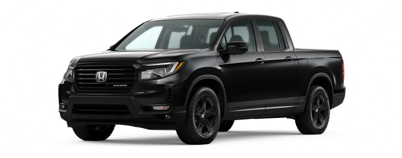 Black 2021 Honda Ridgeline Black Edition angled left