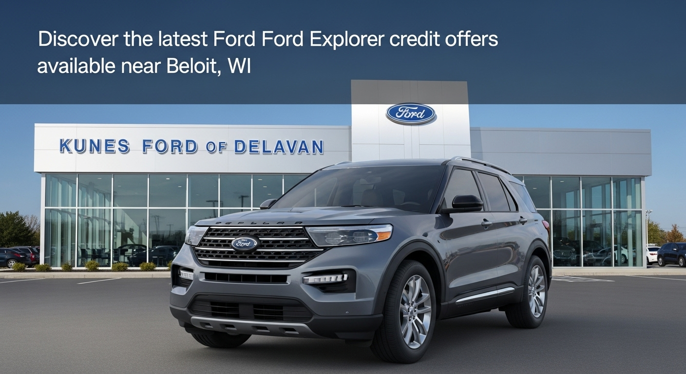 Discover the latest Ford Explorer credit offers available near Beloit, WI. At Kunes Ford of Delavan, we offer a variety of financing options to suit your needs, whether you're looking to purchase or lease. Our team is dedicated to helping you find the perfect deal.