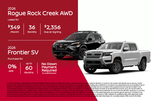 New 2026 Nissan Rogue Rock Creek AWD New 2026 Nissan Frontier SV 