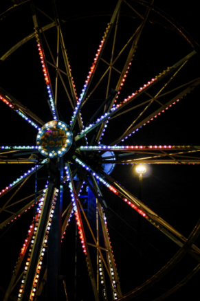 Ferris wheel at a night time festival in Kirksville, MO.