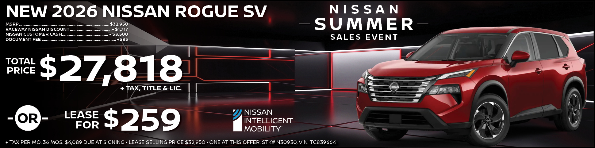 New 2026 Nissan Rogue Lease Offer