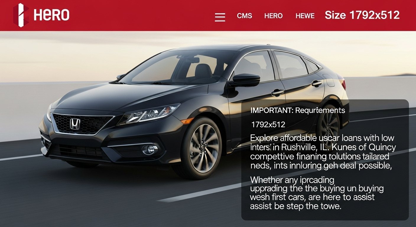 Explore affordable used car loans with low interest rates in Rushville, IL. Kunes Honda of Quincy offers competitive financing solutions tailored to your needs, ensuring you get the best deal possible. Whether upgrading or buying your first car, our team is here to assist you every step of the way.