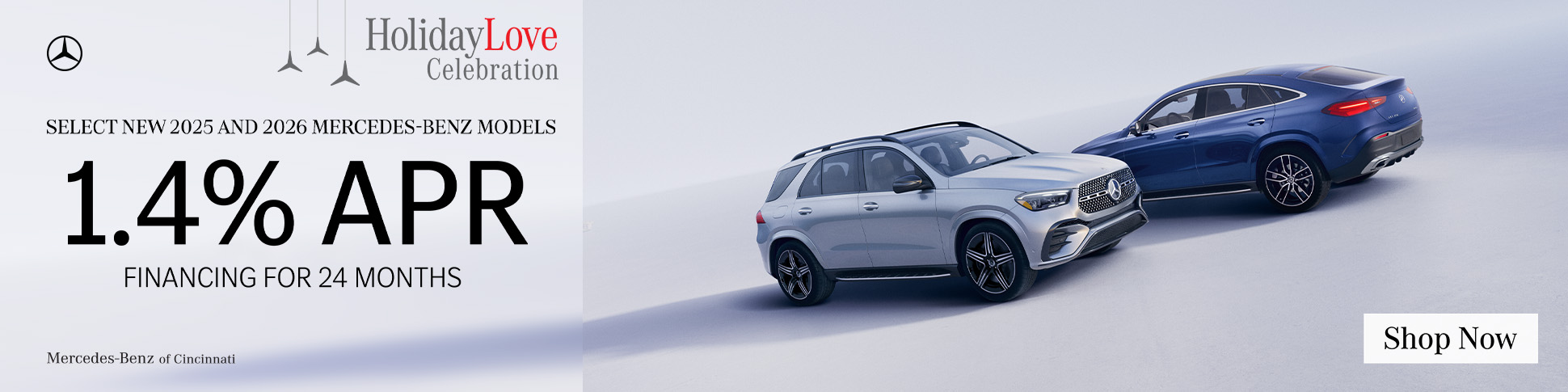 Get 1.4% APR financing for 24 months on select new 2025 and 2026 Mercedes-Benz models in Cincinnati, OH
