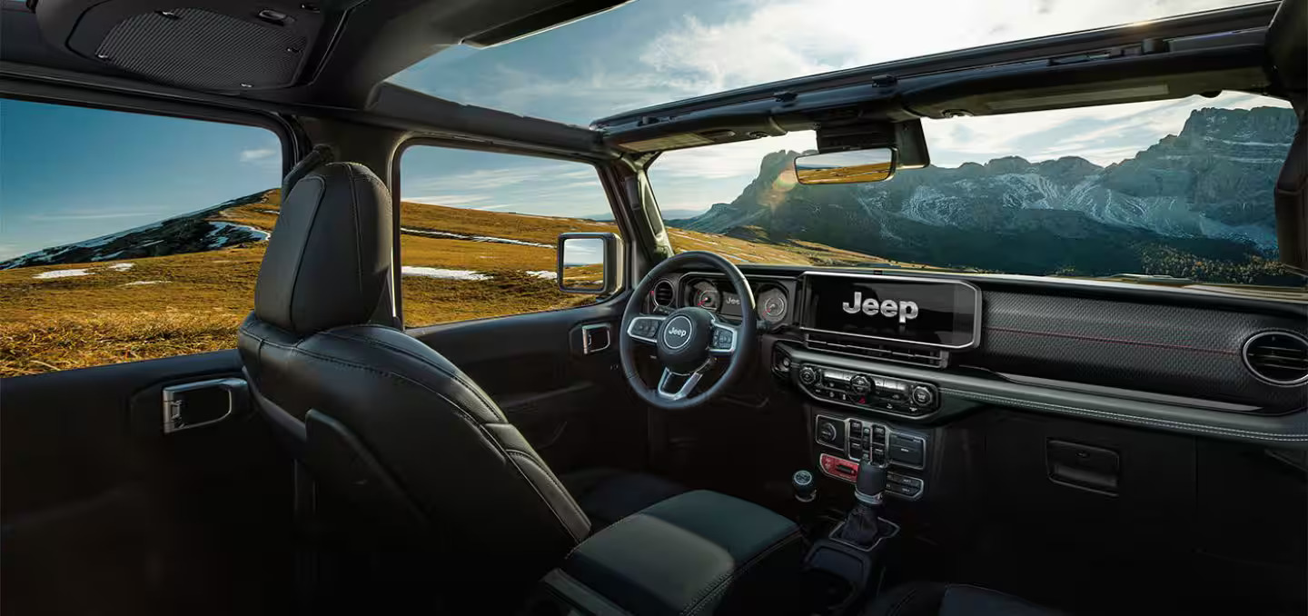 The interior design in a jeep.