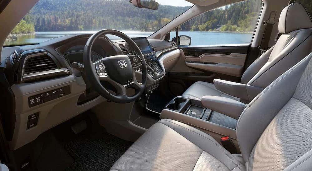 The black interior of a 2025 Honda Odyssey.