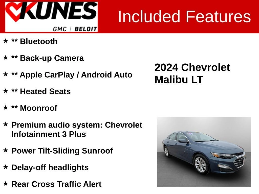 Used 2024 Chevrolet Malibu 1LT with VIN 1G1ZD5ST2RF201501 for sale in Beloit, WI