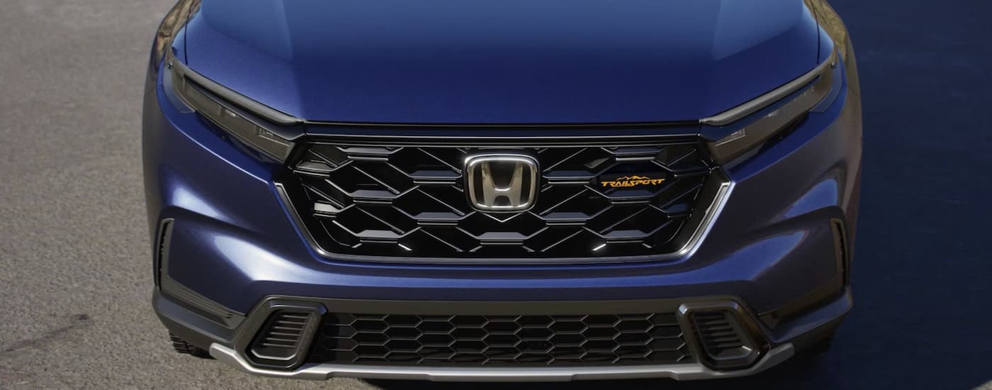 Front grille on a blue 2026 Honda CR-V TrailSport
