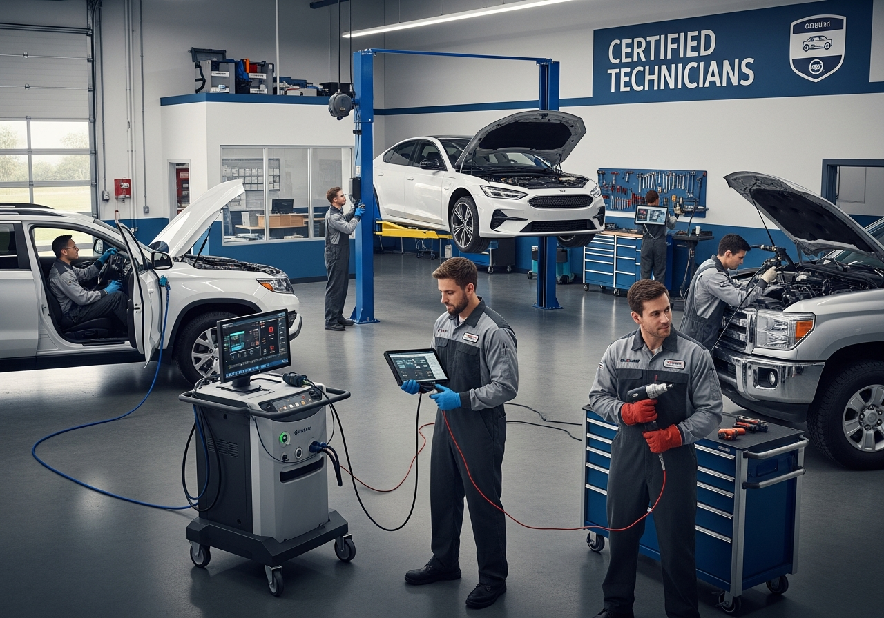 Certified technician at a service center