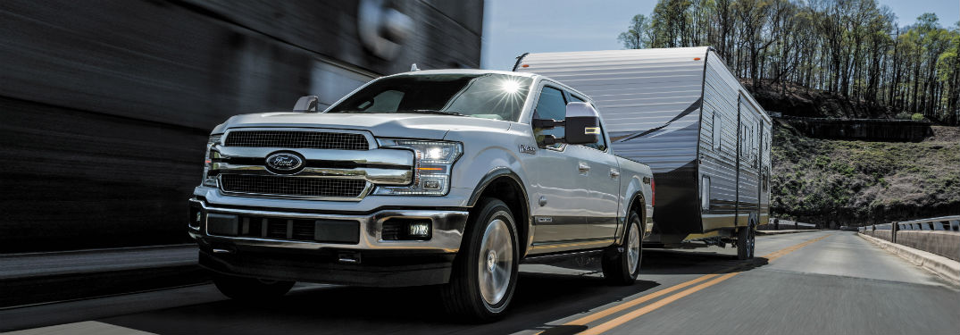 2017 Ford F-150 top down exterior while towing a boat_o