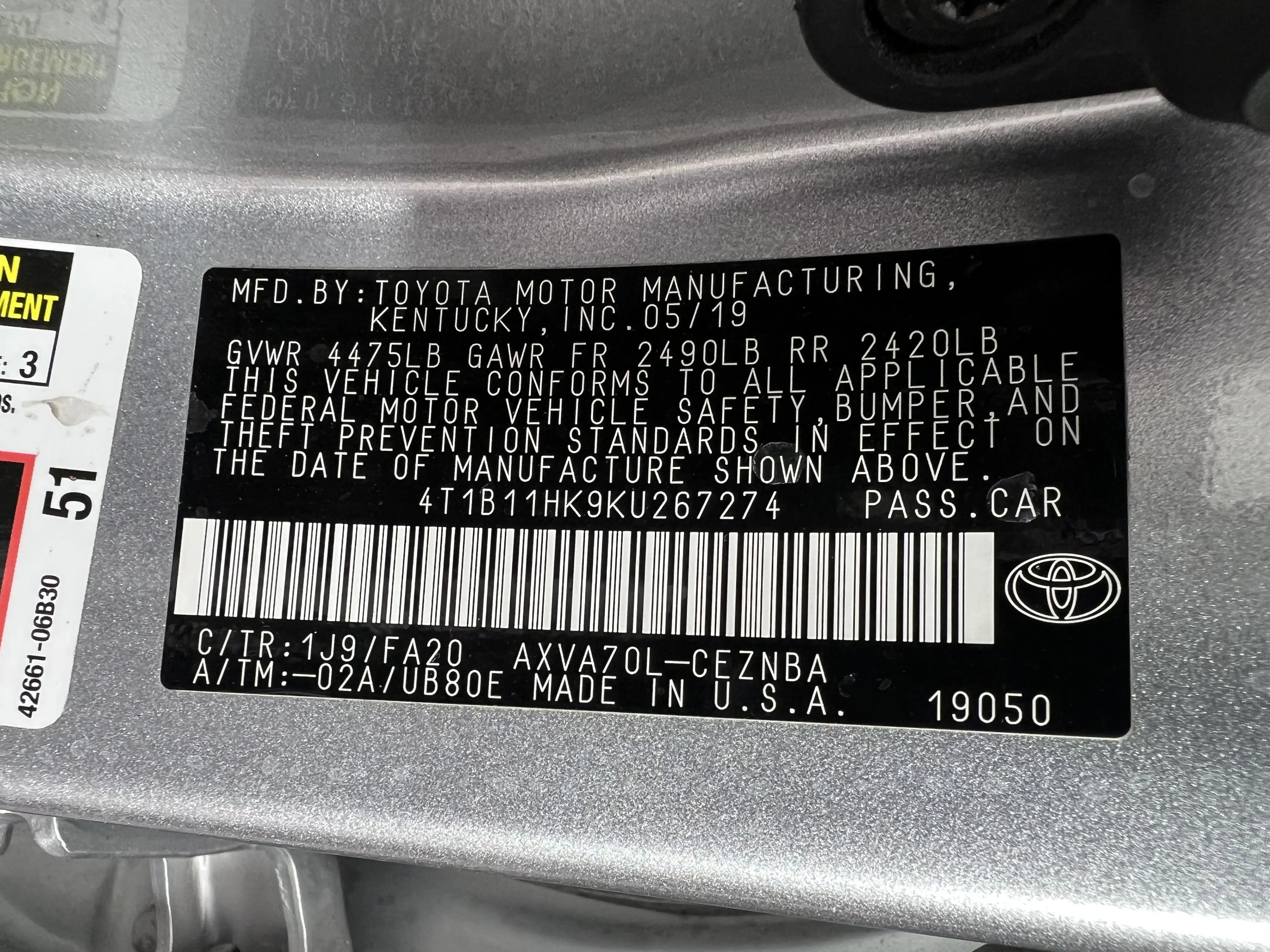 2019 Toyota Camry LE photo 27