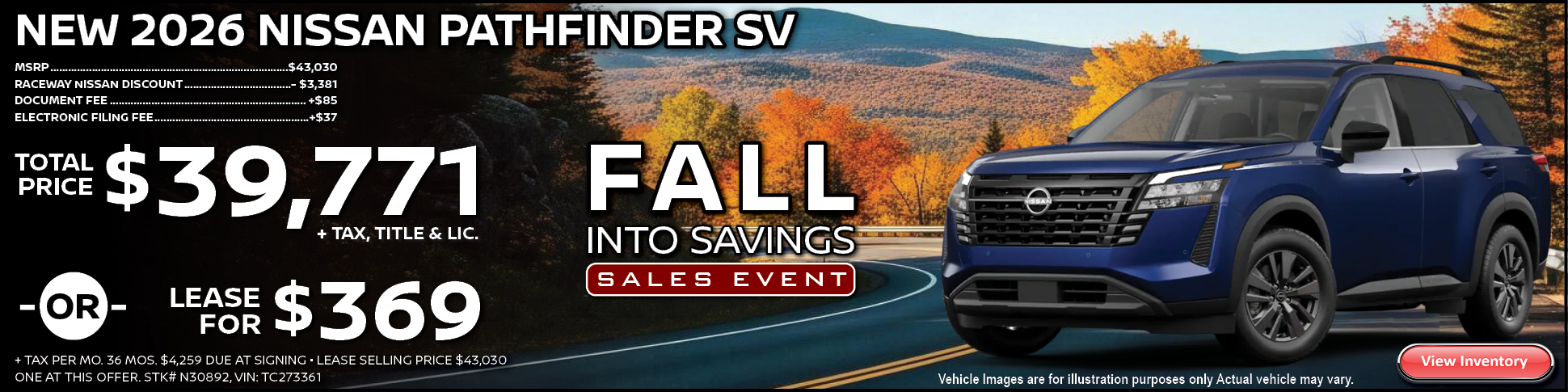 New 2026 Nissan Pathfinder Lease Offer