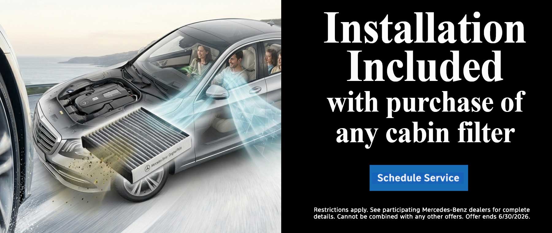 Mercedes-Benz employee pricing on cabin filters May service special