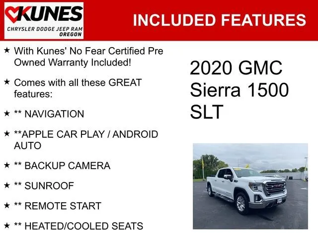 Used 2020 GMC Sierra 1500 SLT with VIN 3GTU9DED5LG103490 for sale in Oregon, IL