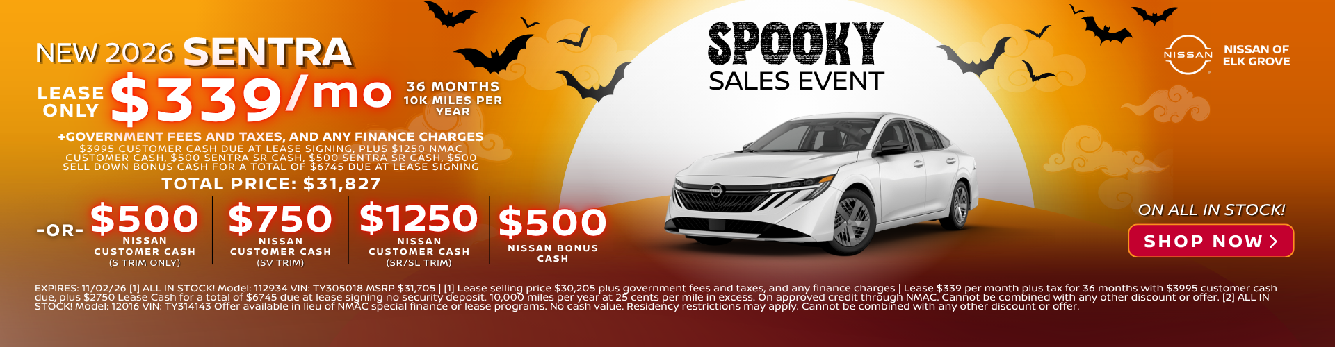 SENTRA Lease and Customer Cash offer