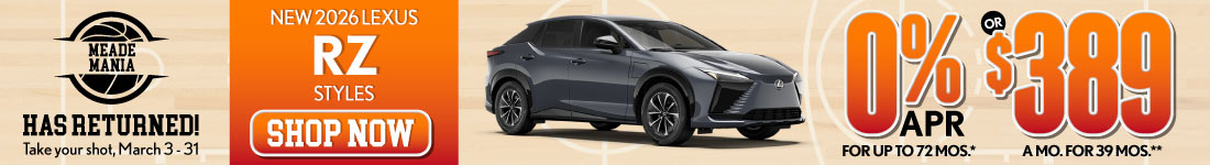 2026 Lexus RZ Styles	0% APR for up to 72 mo* OR $389/mo for 39 mo**