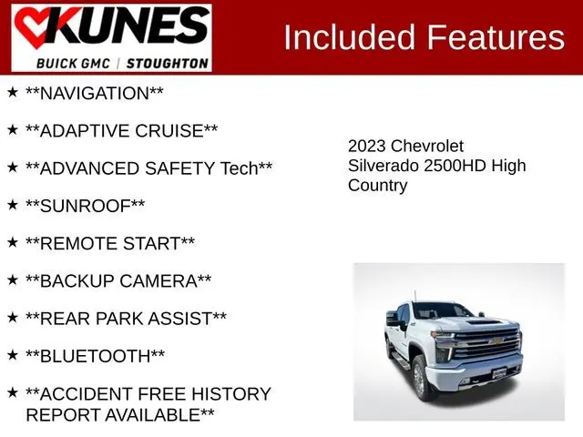 Used 2023 Chevrolet Silverado 2500HD High Country with VIN 2GC4YREY0P1710074 for sale in Stoughton, WI