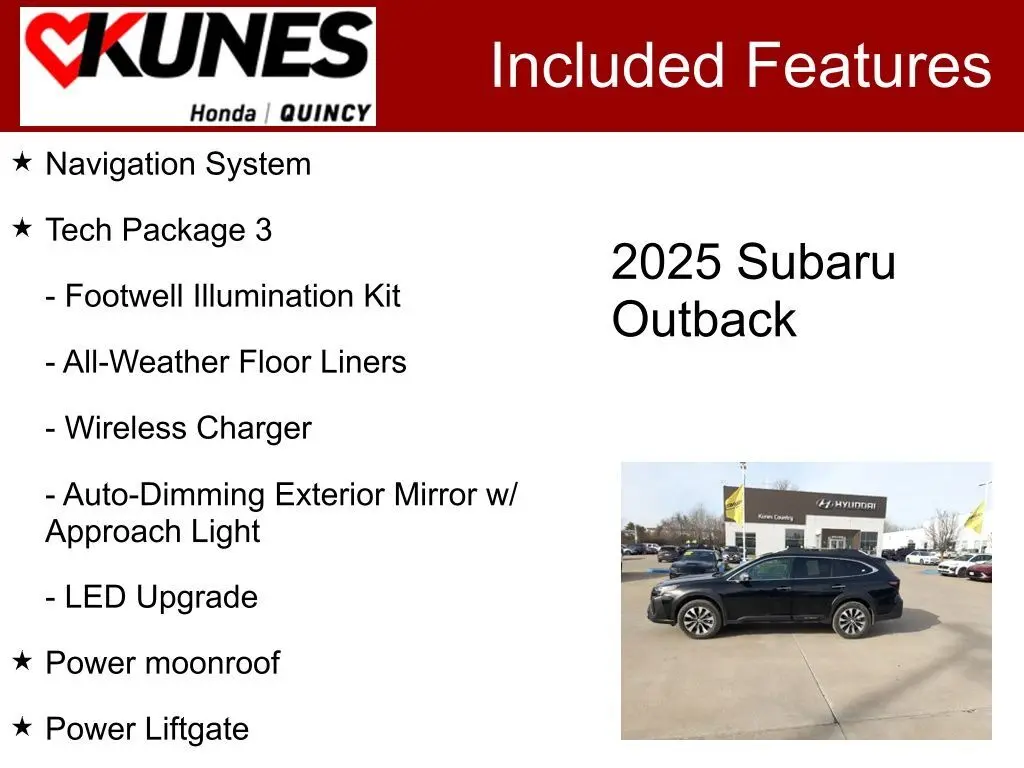 Used 2025 Subaru Outback Touring with VIN 4S4BTGPD1S3149483 for sale in Quincy, IL