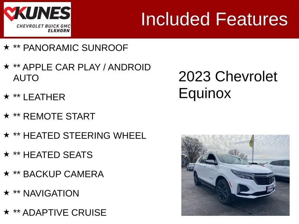Used 2023 Chevrolet Equinox RS with VIN 3GNAXWEGXPS211998 for sale in Elkhorn, WI