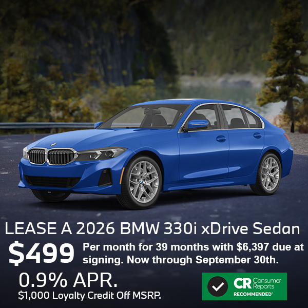 Lease a 2026 BMW 330i xDrive Sedan for only $499