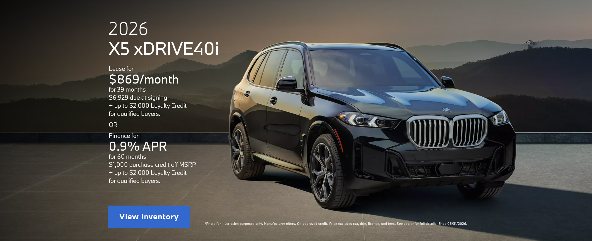2026 BMW X5 xDRIVE40i Offers
