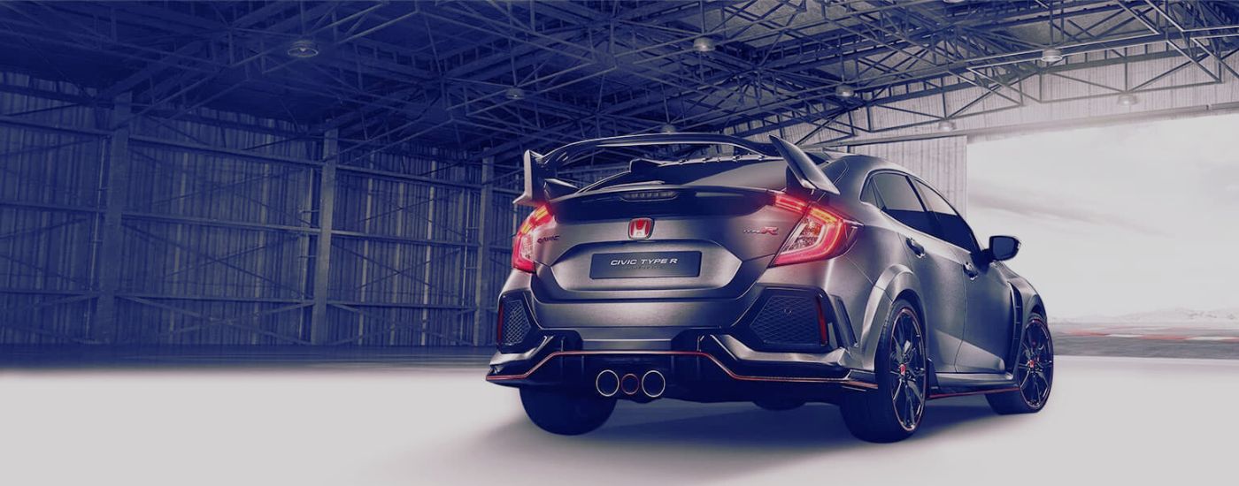Grey 2017 Honda Civic Type R parked in a warehouse