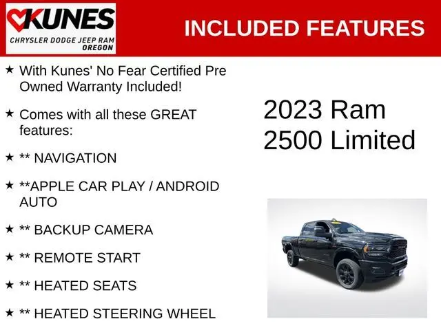Used 2023 RAM Ram 2500 Pickup Laramie Limited with VIN 3C6UR5SL3PG618468 for sale in Oregon, IL