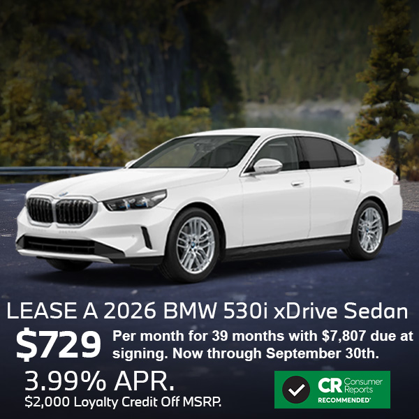Lease a 2026 BMW 530i xDrive Sedan for only $729