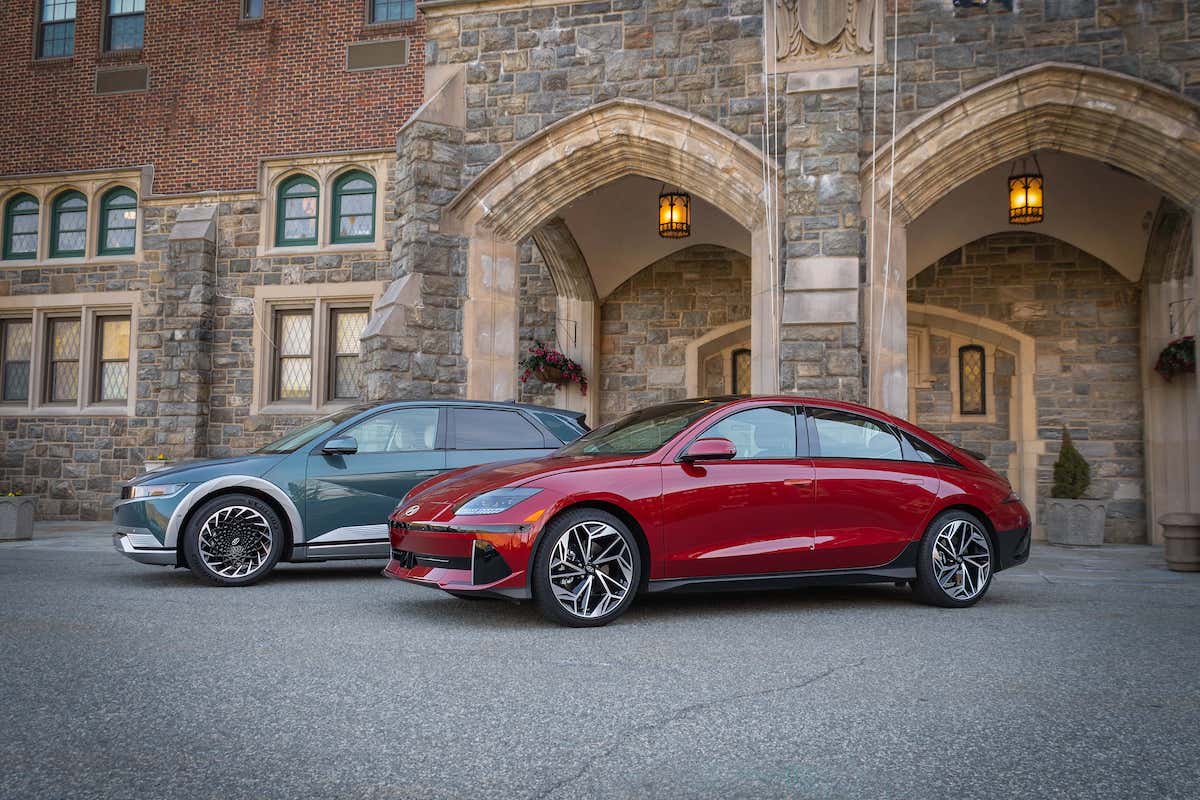 Two Hyundais parked