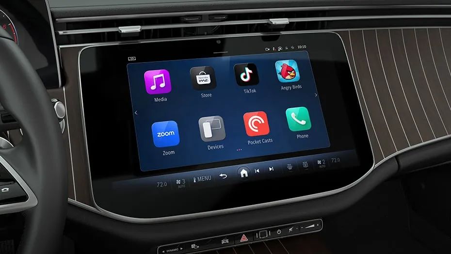 2026 Mercedes-Benz E 350 MBUX touchscreen showing third-party apps