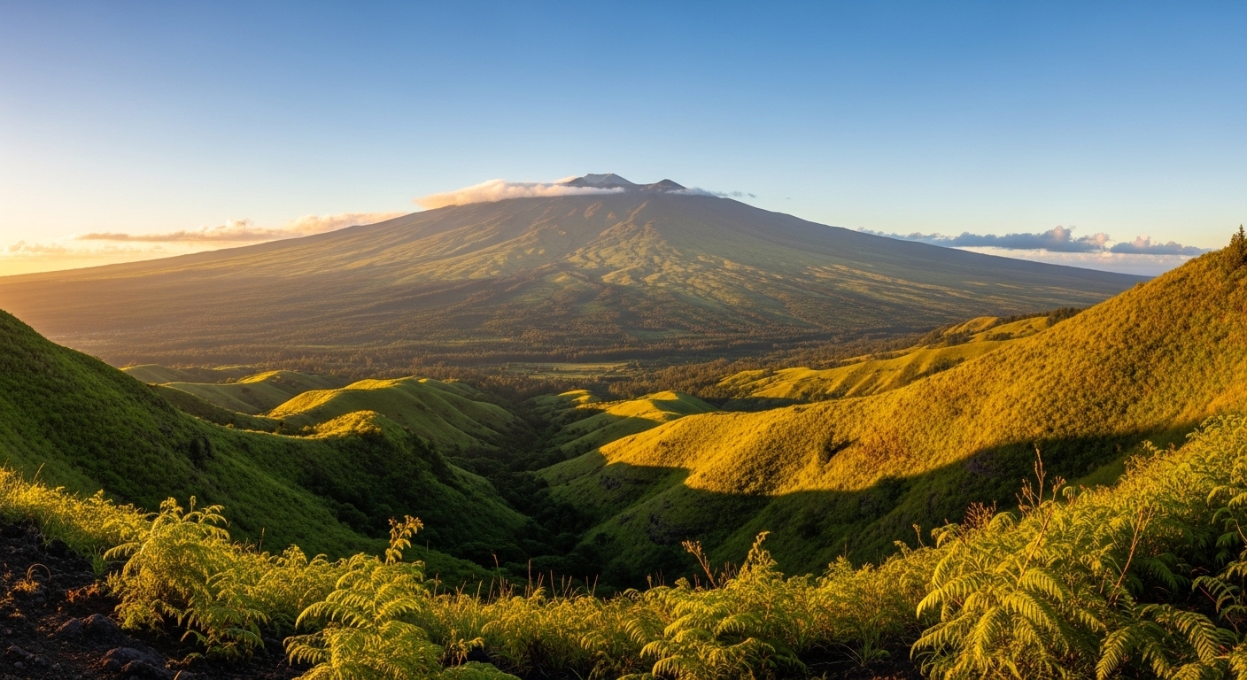 Pastoral hills and mountain views near Waimea (Kamuela) on Hawaii Island