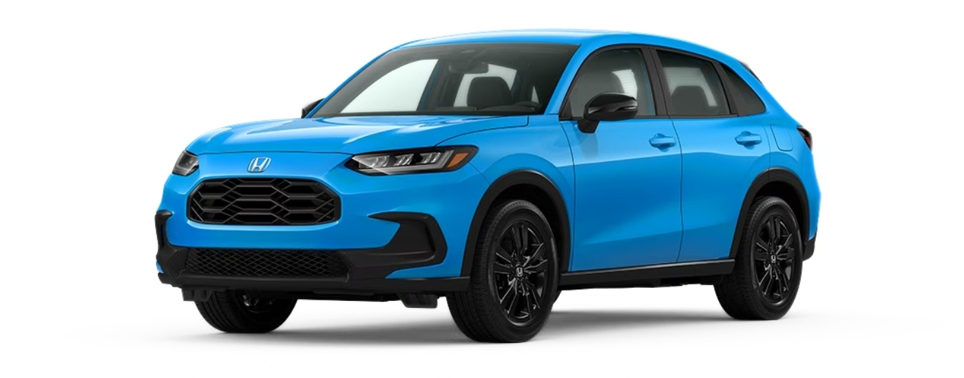 Blue 2026 Honda HR-V Sport angled left