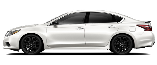 White 2017 Nissan Altima SR Midnight Edition with black wheels, side profile