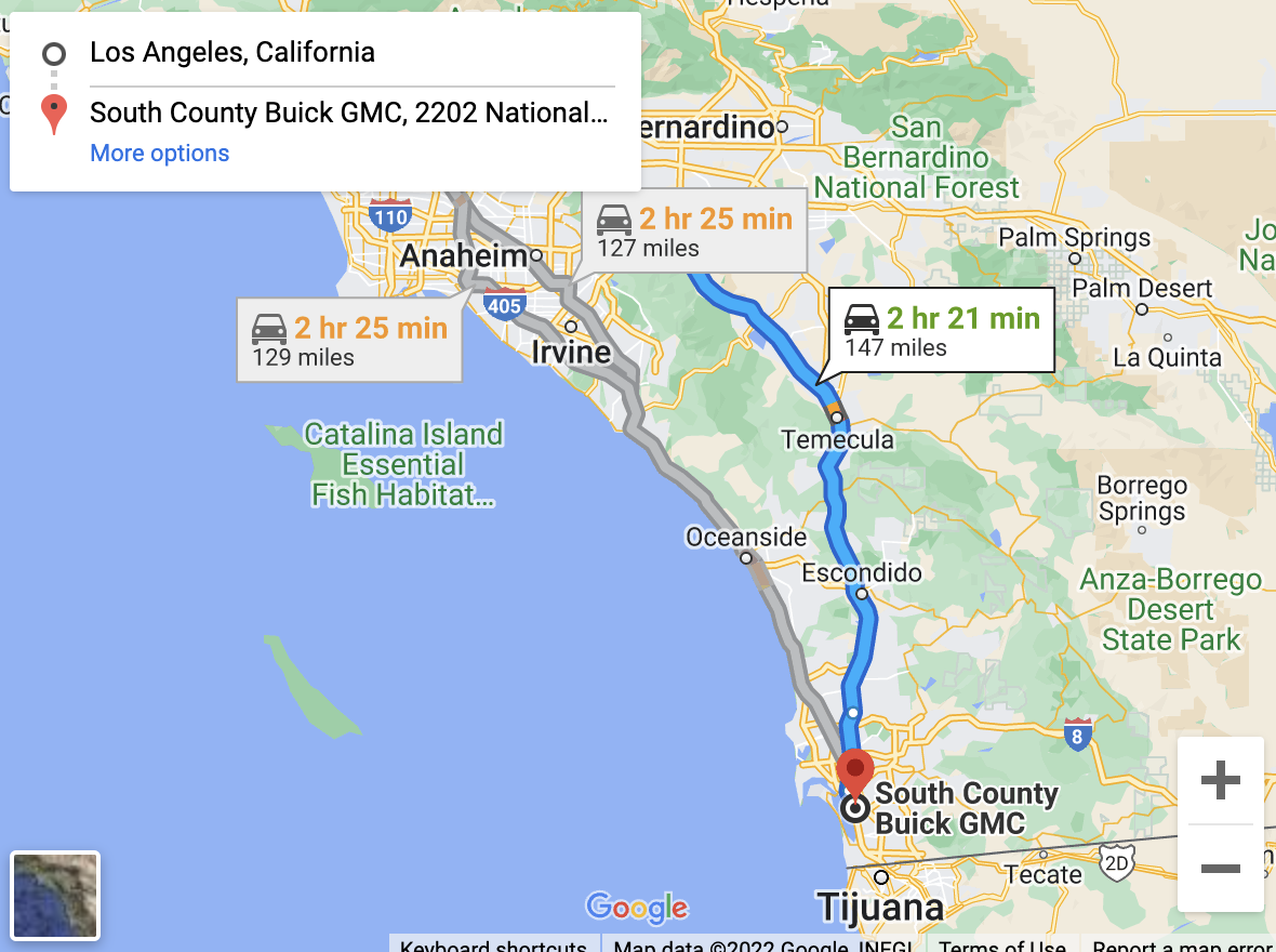 directions to SC Buick GMC from Los Angeles