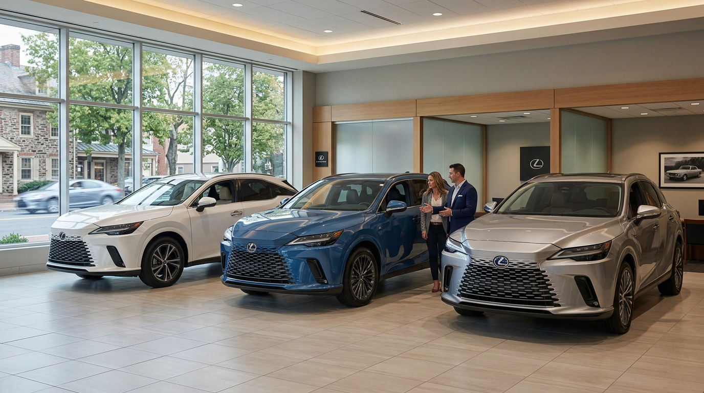 Lexus RX lineup outside Thompson Lexus Doylestown in Bucks County, Pennsylvania