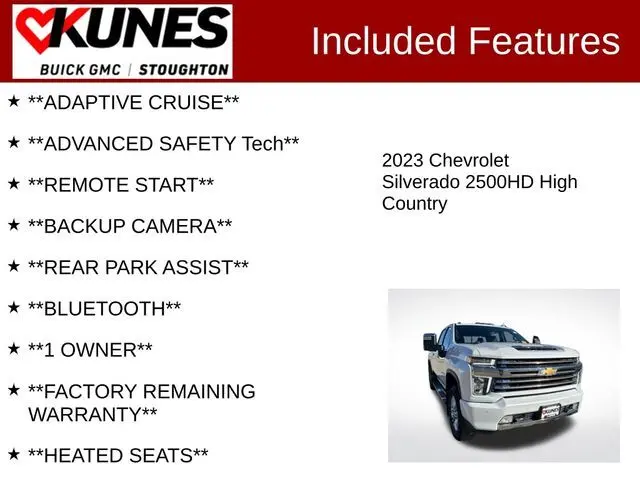 Used 2023 Chevrolet Silverado 2500HD High Country with VIN 1GC1YREY2PF155897 for sale in Stoughton, WI