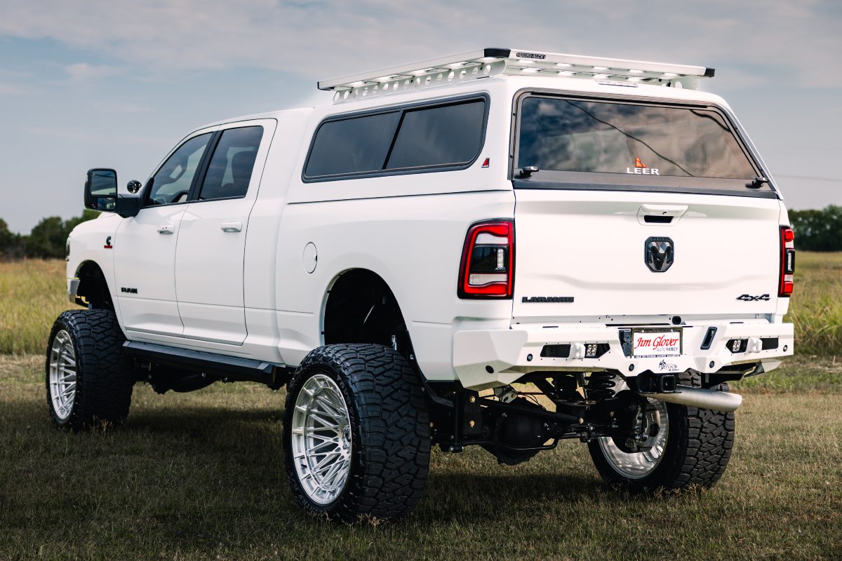 Custom Vossen 8 Lug Pearl RAM 3500 Exterior Driver Side Rear Profile