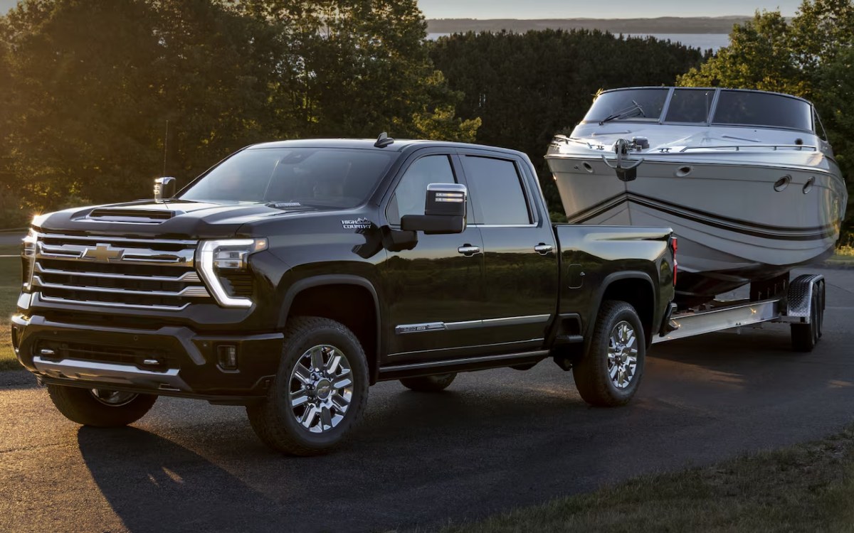 2025 Chevy Silverado 3500HD Exterior Driver Side Front Profile while Towing