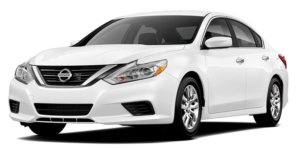 2017 Nissan Altima sedan in Glacier White, front three-quarter view