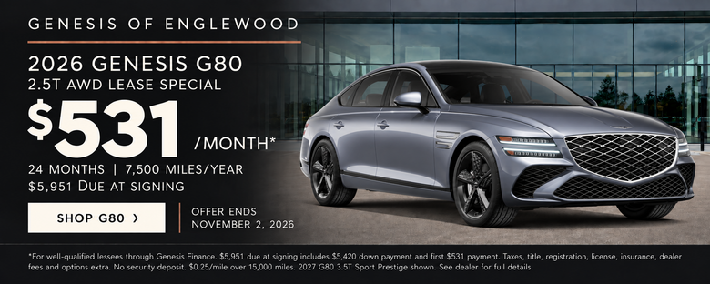 2027 Genesis G80 3.5T Sport Prestige shown.