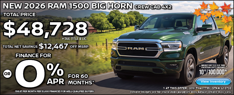 new 2026 ram 1500 big horn crew cab 4X2