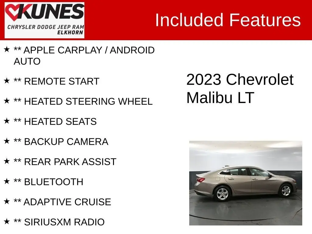 Used 2023 Chevrolet Malibu 1LT with VIN 1G1ZD5ST5PF173612 for sale in Elkhorn, WI