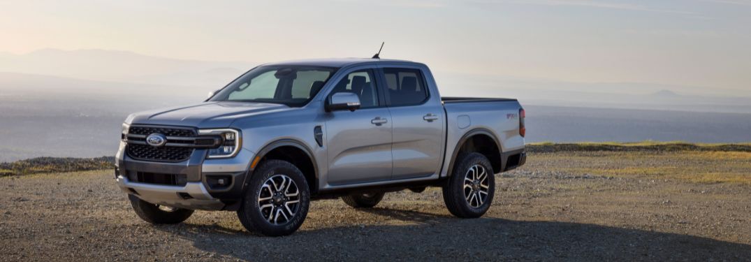 Silver 2024 Ford Ranger Lariat on a Mountain